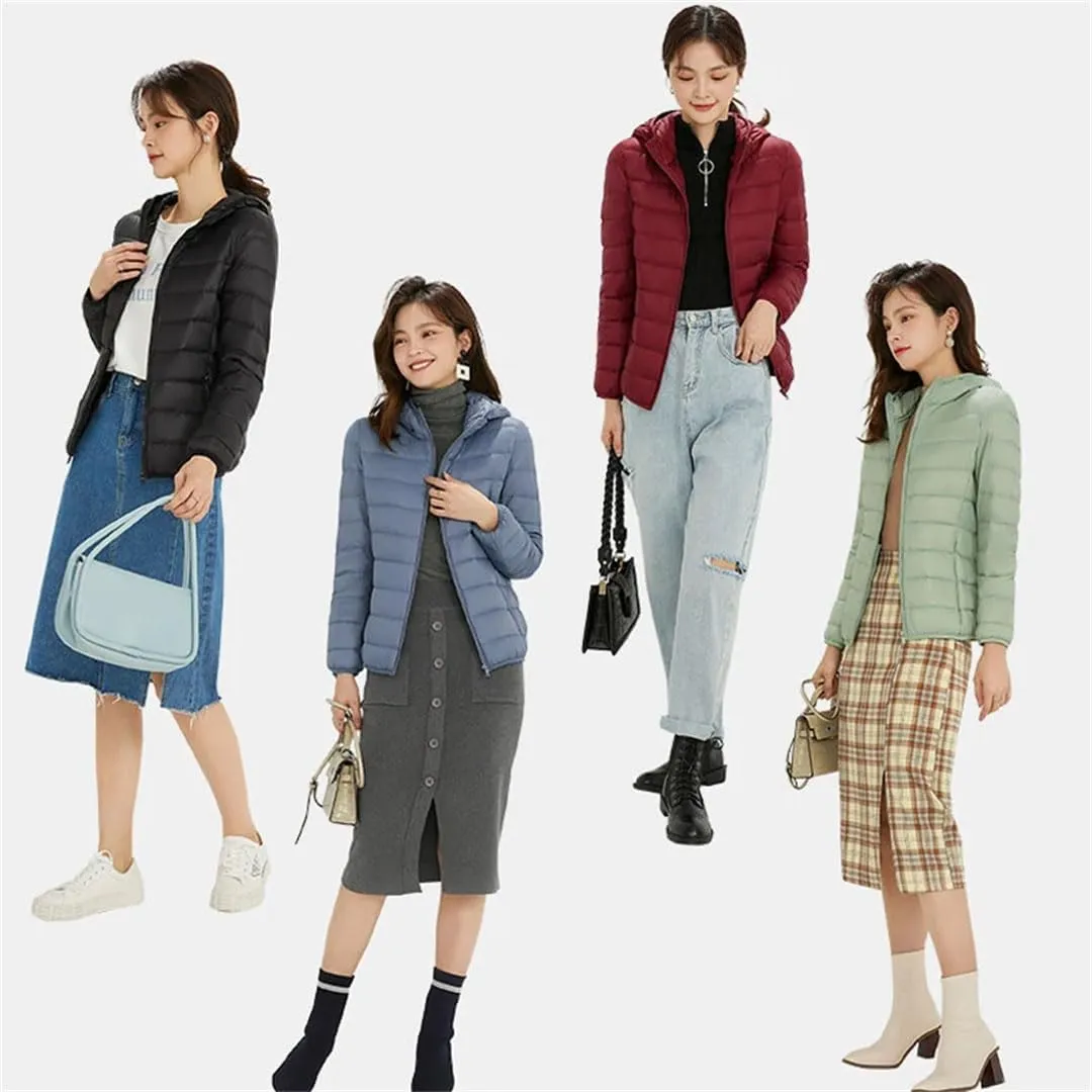 Women Ultra Light Down Jacket White Duck Down Hooded Jackets Warm Coat Parka Female Portable Outwear Windbreaker