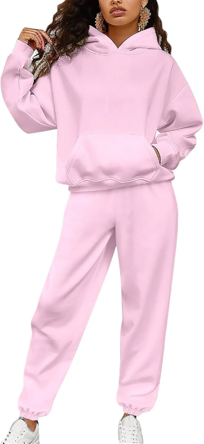Womens 2 Piece Outfits Lounge Hoodie Sweatsuit Sets Oversized Sweatshirt Baggy Jogger Sweatpants Tracksuit
