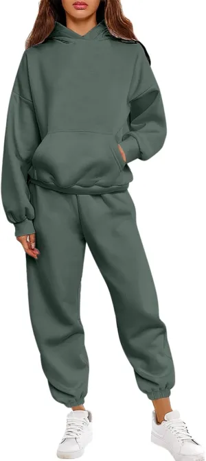 Womens 2 Piece Outfits Lounge Hoodie Sweatsuit Sets Oversized Sweatshirt Baggy Jogger Sweatpants Tracksuit