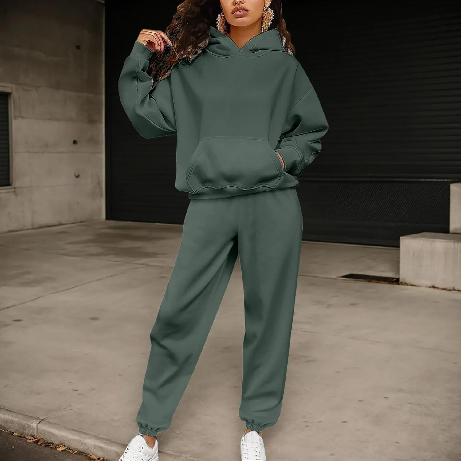 Womens 2 Piece Outfits Lounge Hoodie Sweatsuit Sets Oversized Sweatshirt Baggy Jogger Sweatpants Tracksuit