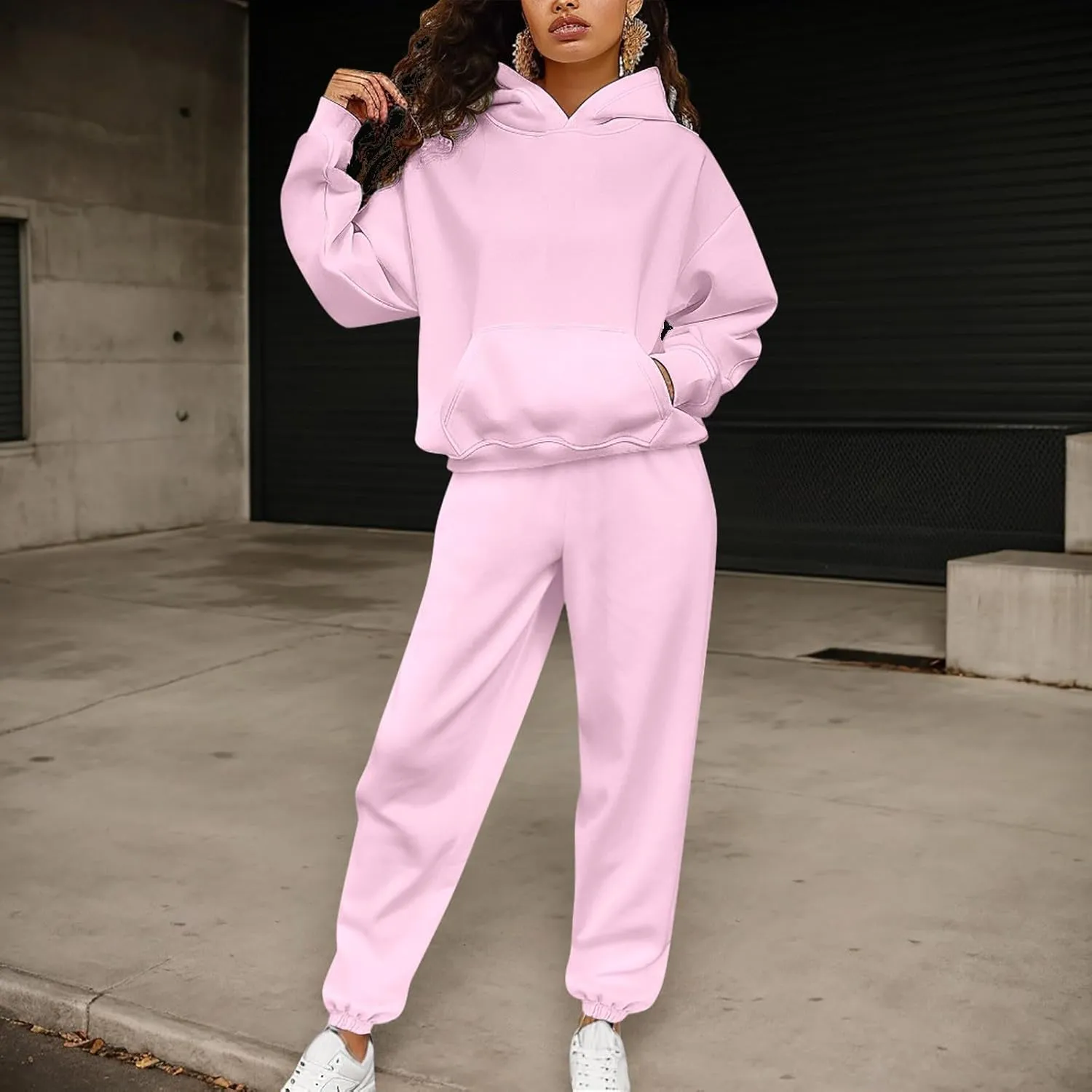 Womens 2 Piece Outfits Lounge Hoodie Sweatsuit Sets Oversized Sweatshirt Baggy Jogger Sweatpants Tracksuit