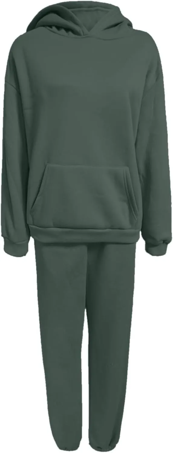 Womens 2 Piece Outfits Lounge Hoodie Sweatsuit Sets Oversized Sweatshirt Baggy Jogger Sweatpants Tracksuit