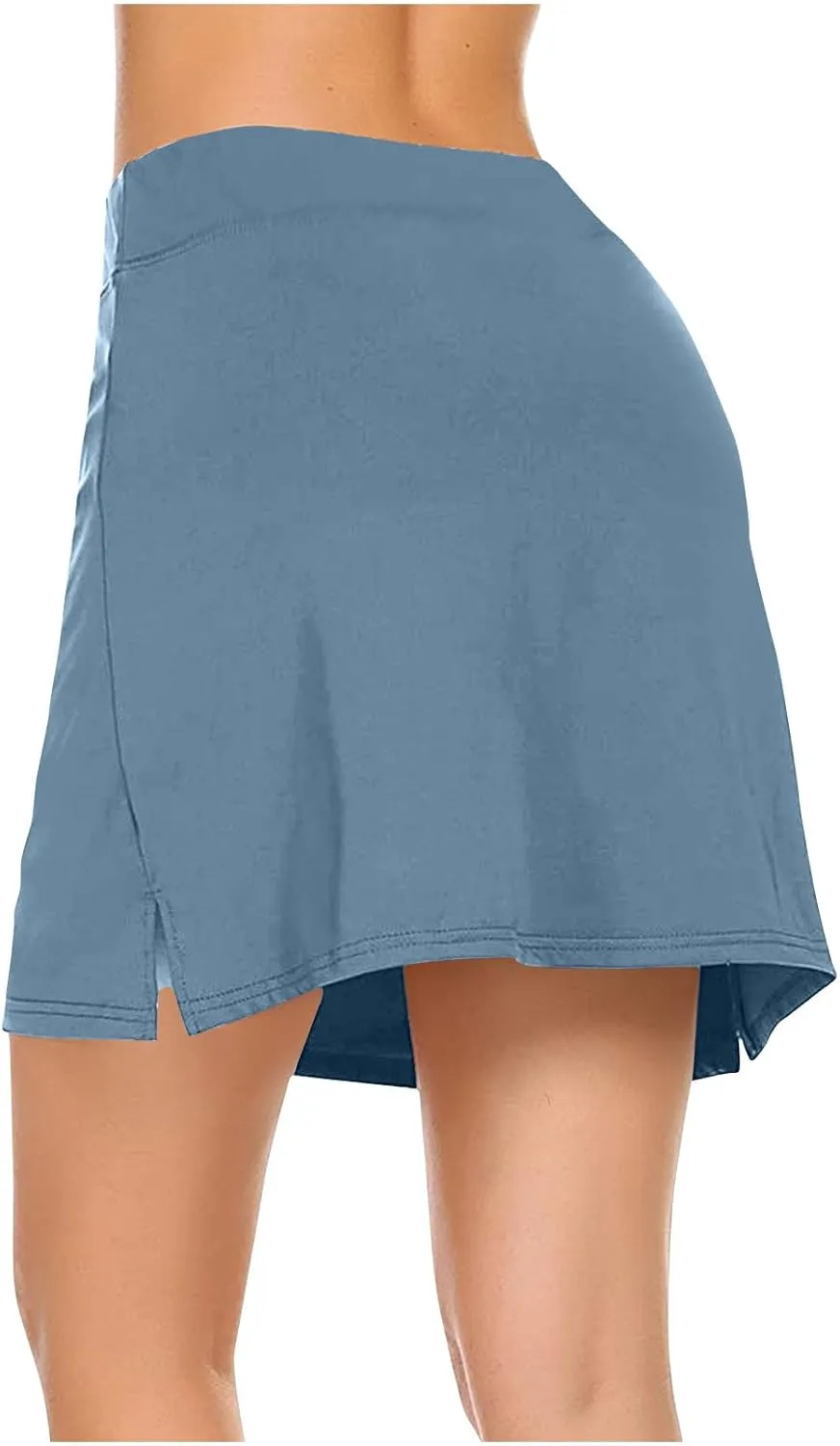 Women's Active Athletic Skort Solid Mid Waist Culottes Short Skirts Tennis Skirt Golf Workout Running Sports Skorts