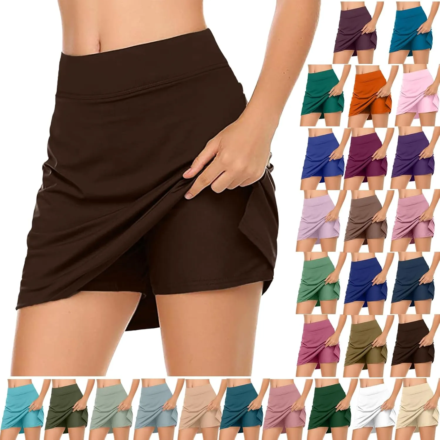 Women's Athletic Tennis Skorts with Pockets Built-in Shorts Summer Causal Yoga Running Workout Golf Skirts 2 in 1