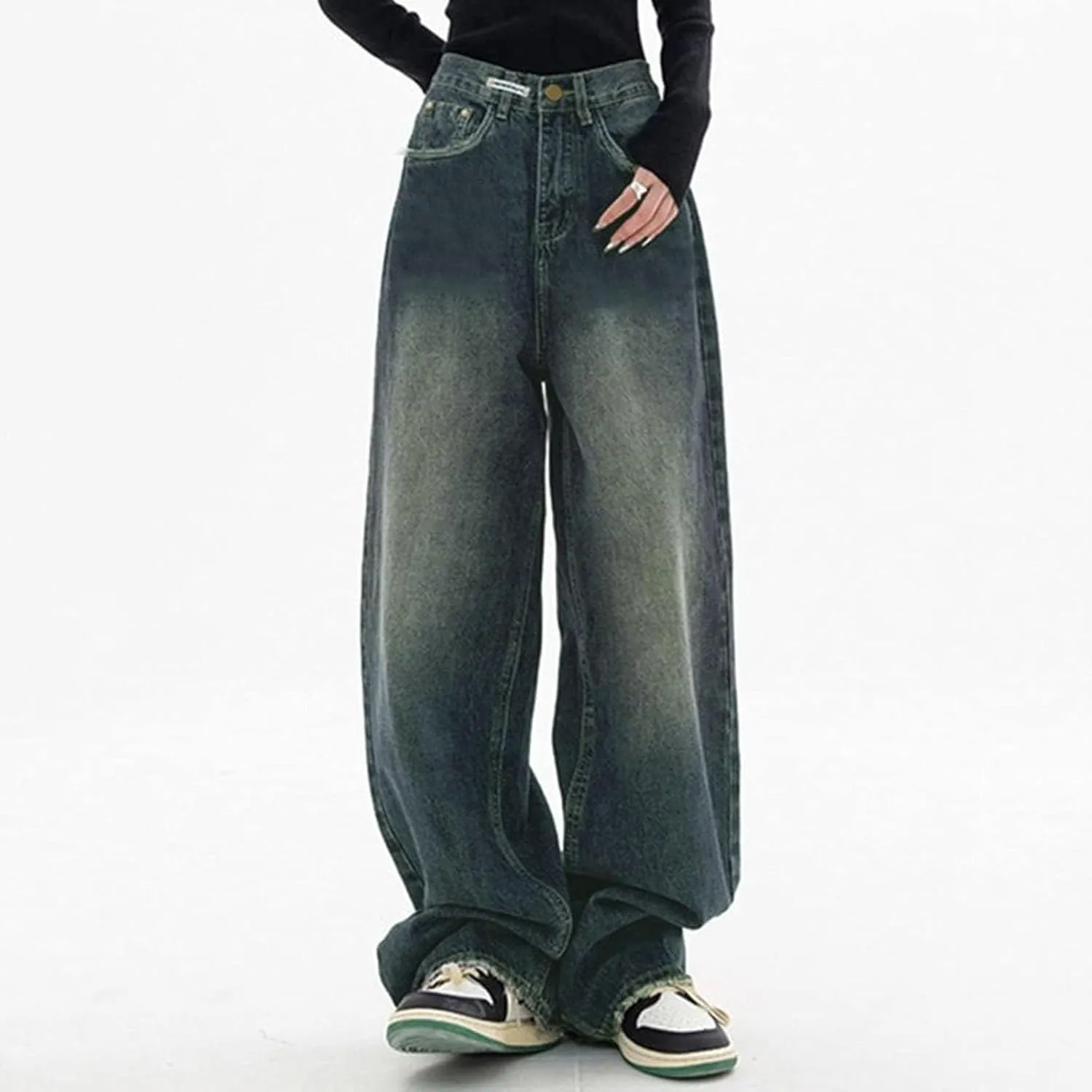 Women's Baggy Jeans Straight Wide Leg Vintage Boyfriends High Waisted Denim Pants Casual Streetwear Loose Trousers
