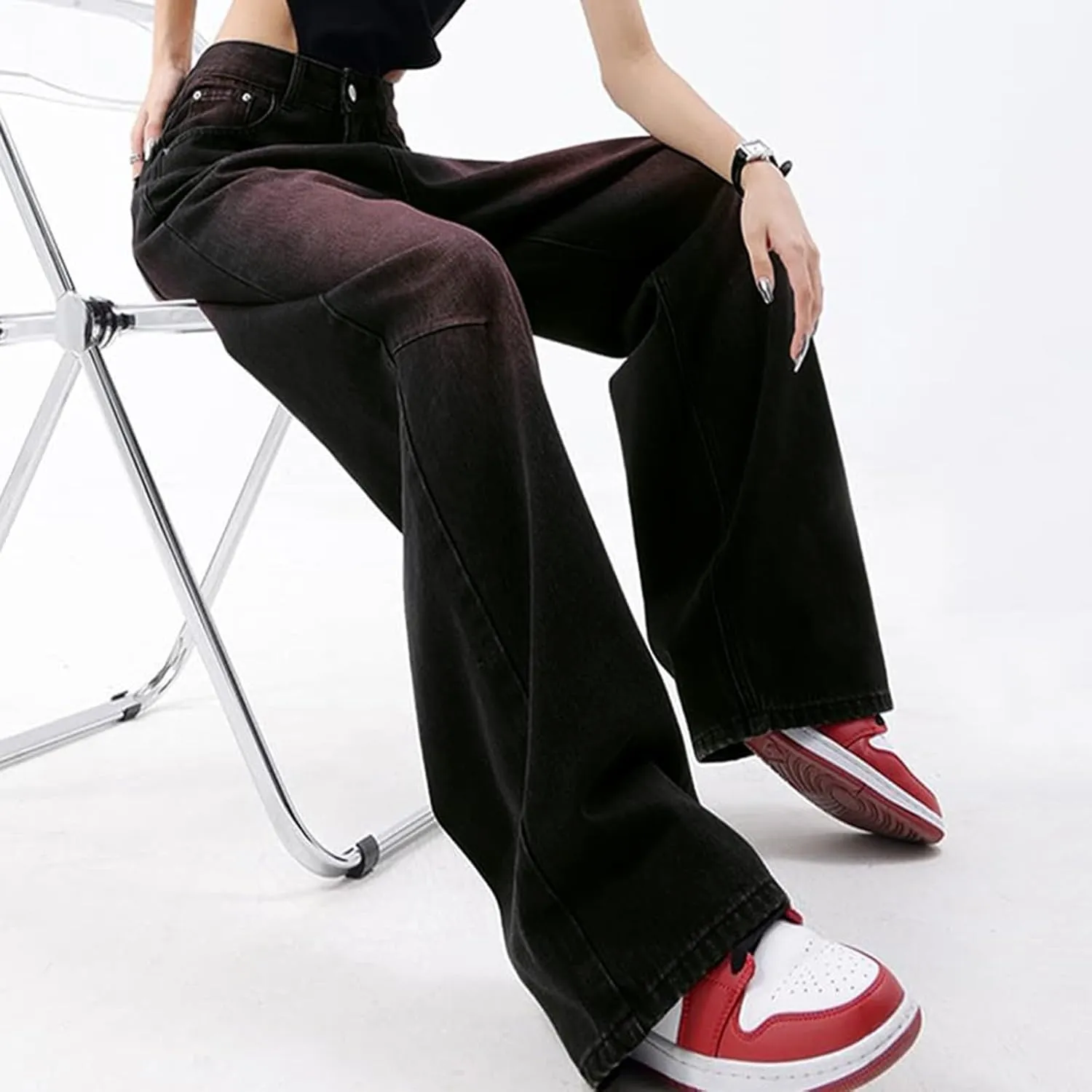 Women's Baggy Jeans Straight Wide Leg Vintage Boyfriends High Waisted Denim Pants Casual Streetwear Loose Trousers