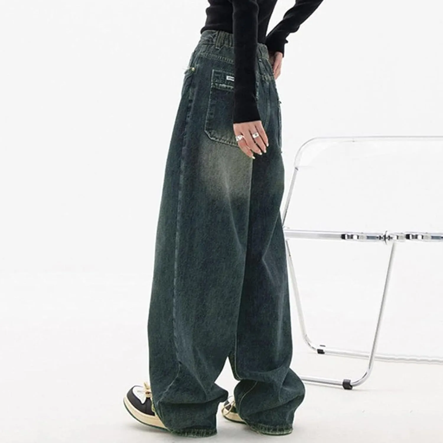 Women's Baggy Jeans Straight Wide Leg Vintage Boyfriends High Waisted Denim Pants Casual Streetwear Loose Trousers