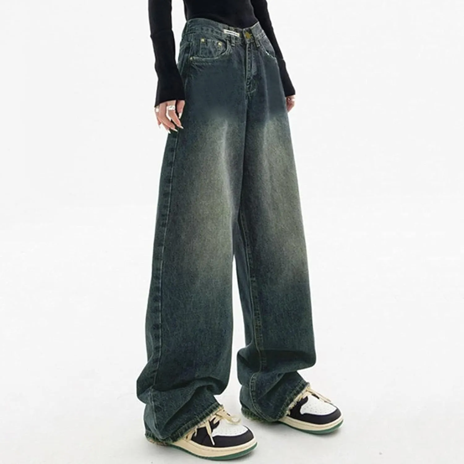 Women's Baggy Jeans Straight Wide Leg Vintage Boyfriends High Waisted Denim Pants Casual Streetwear Loose Trousers
