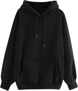 Women's Basic Hoodies Long Sleeve Classic Solid Lightweight Pullover Tops Casual Loose Fit Hooded Sweatshirt with Pocket