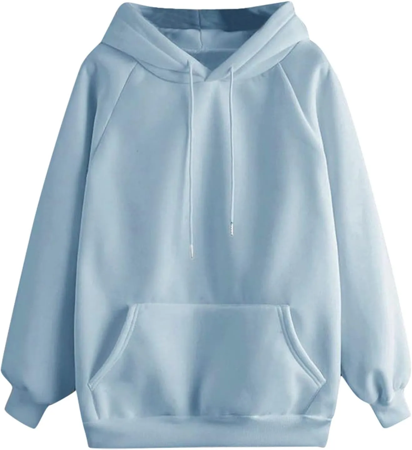 Women's Basic Hoodies Long Sleeve Classic Solid Lightweight Pullover Tops Casual Loose Fit Hooded Sweatshirt with Pocket