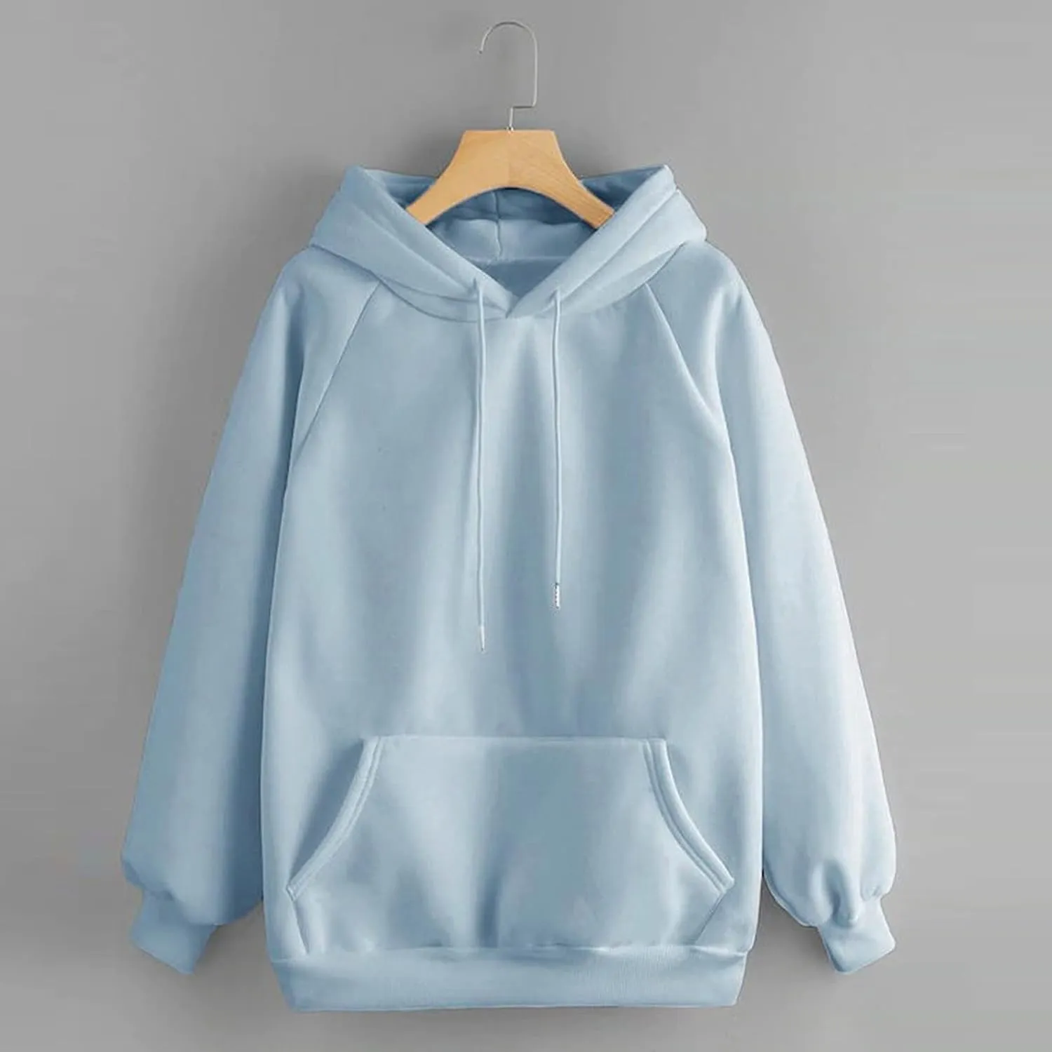 Women's Basic Hoodies Long Sleeve Classic Solid Lightweight Pullover Tops Casual Loose Fit Hooded Sweatshirt with Pocket