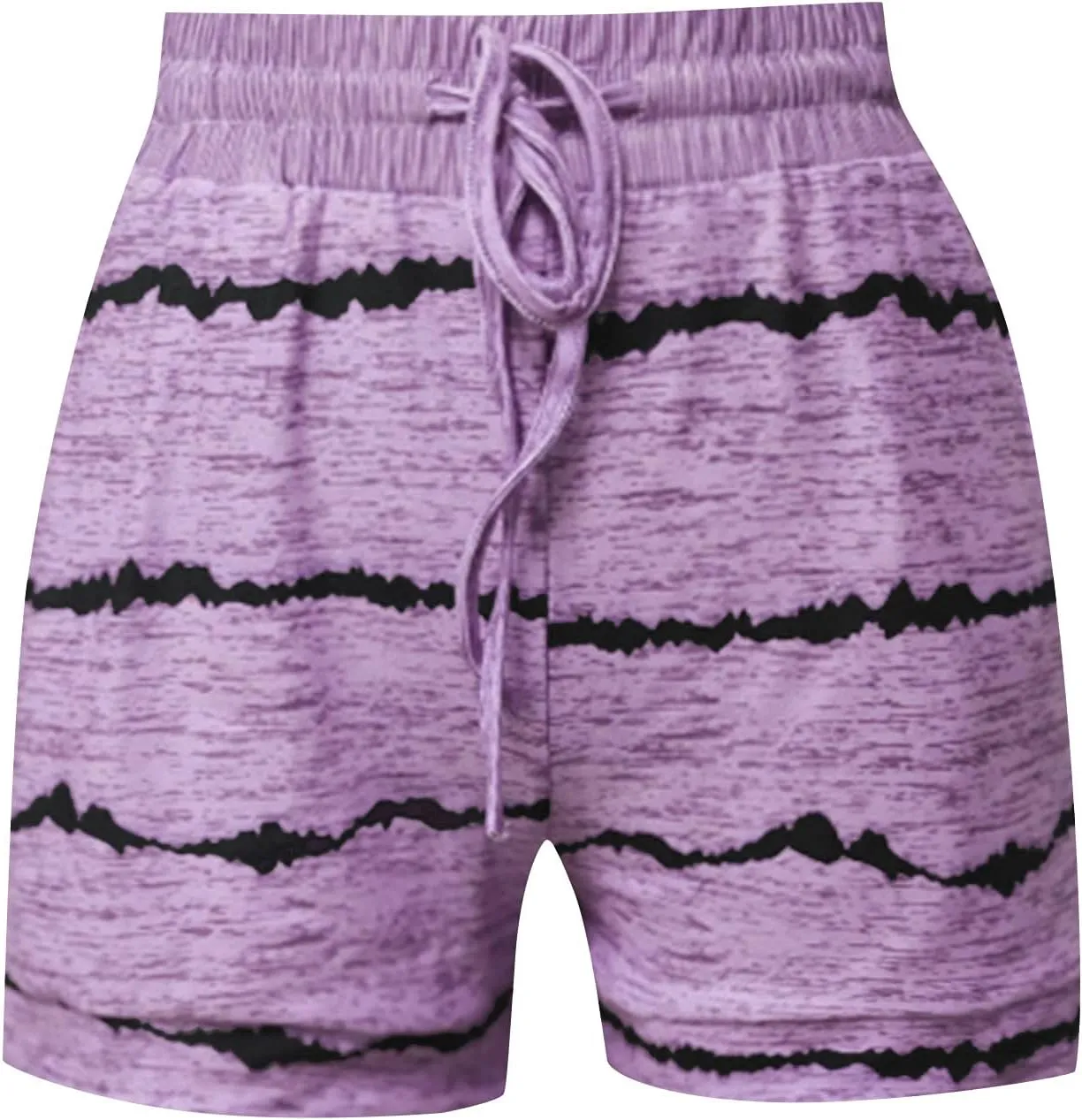 Womens Beach Sport Short Summer Trendy Elastic Slim Drawstring Star Print Short Pants Sport Casual Yoga Short Trouser