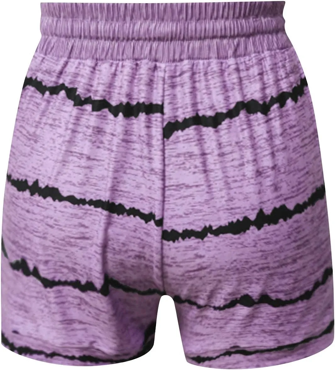 Womens Beach Sport Short Summer Trendy Elastic Slim Drawstring Star Print Short Pants Sport Casual Yoga Short Trouser