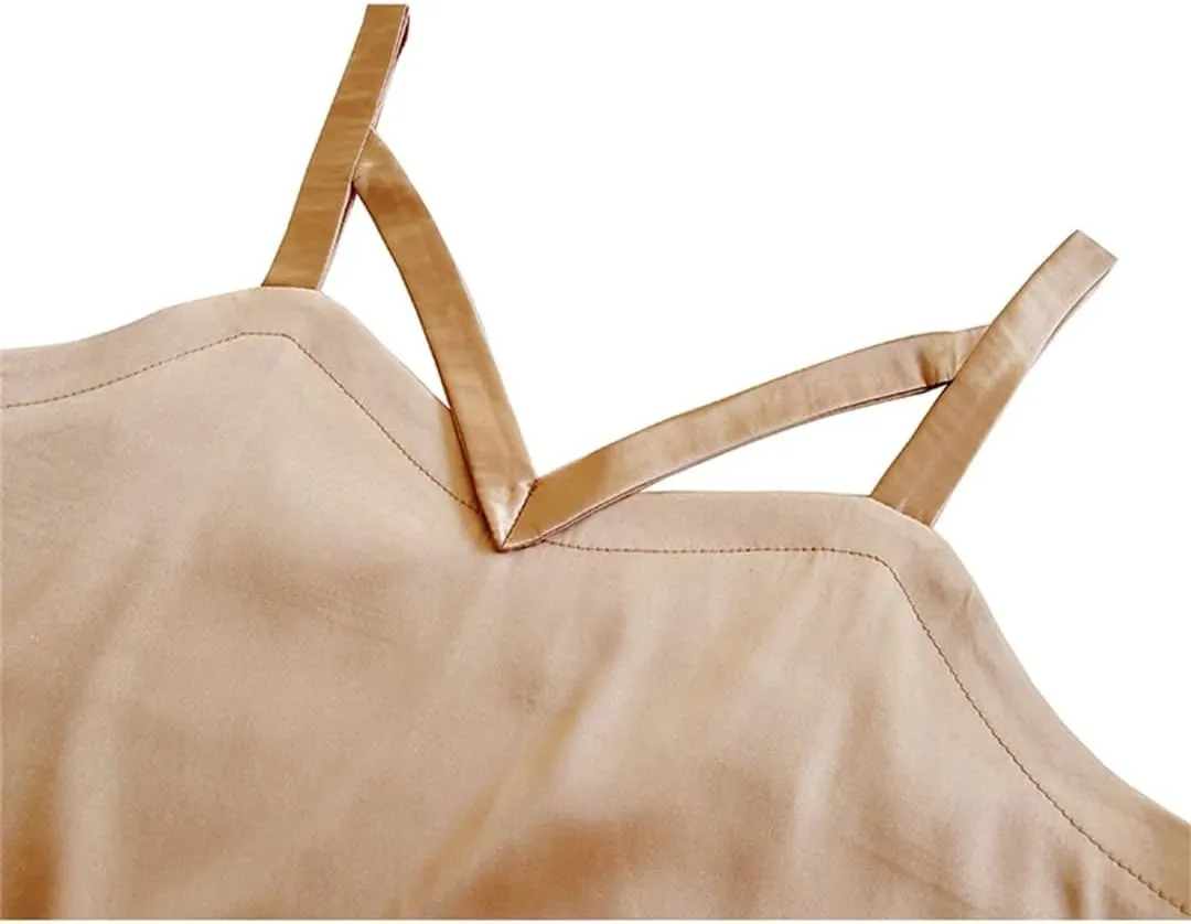 Women's Camisole Shirt Spring and Summer Silk Satin Vest Sleeveless Hollow Top