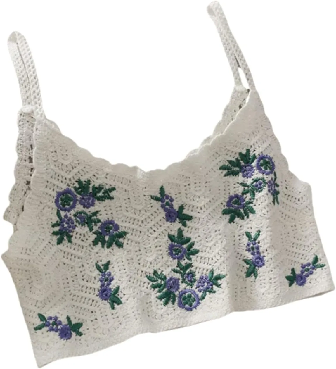 Women's Camisole Summer Sleeveless Knit Embroidered Tank Top (Color : YM771White, Size : One Size)