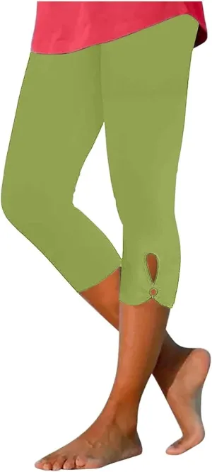 Womens Capris Summer Dressy Cropped High Waisted Yoga Pants Casual Lightweight Soft Leggings Workout Pants