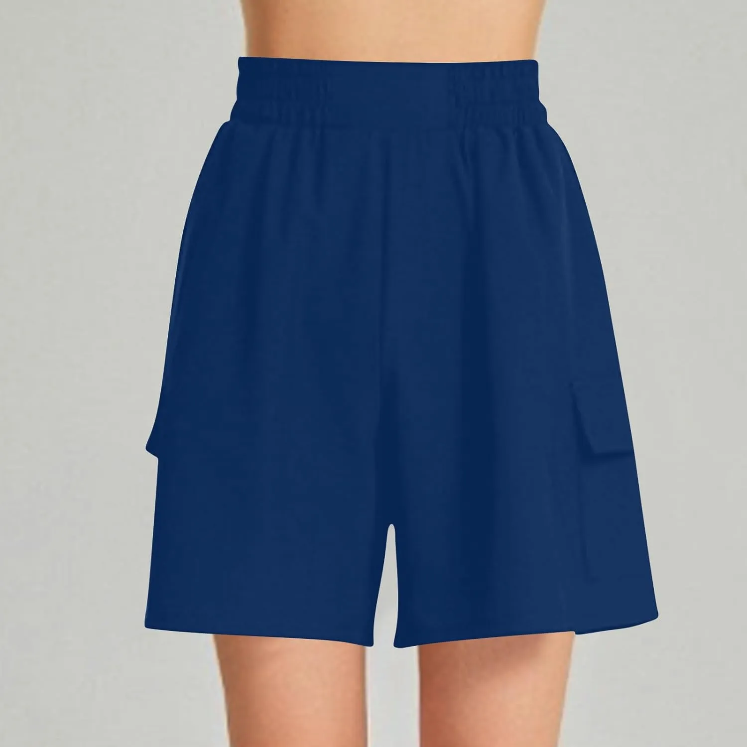 Women's Cargo Shorts Summer High Waisted Casual Trendy Workout Hiking Bermuda Shorts Knee Length Pants with Pockets
