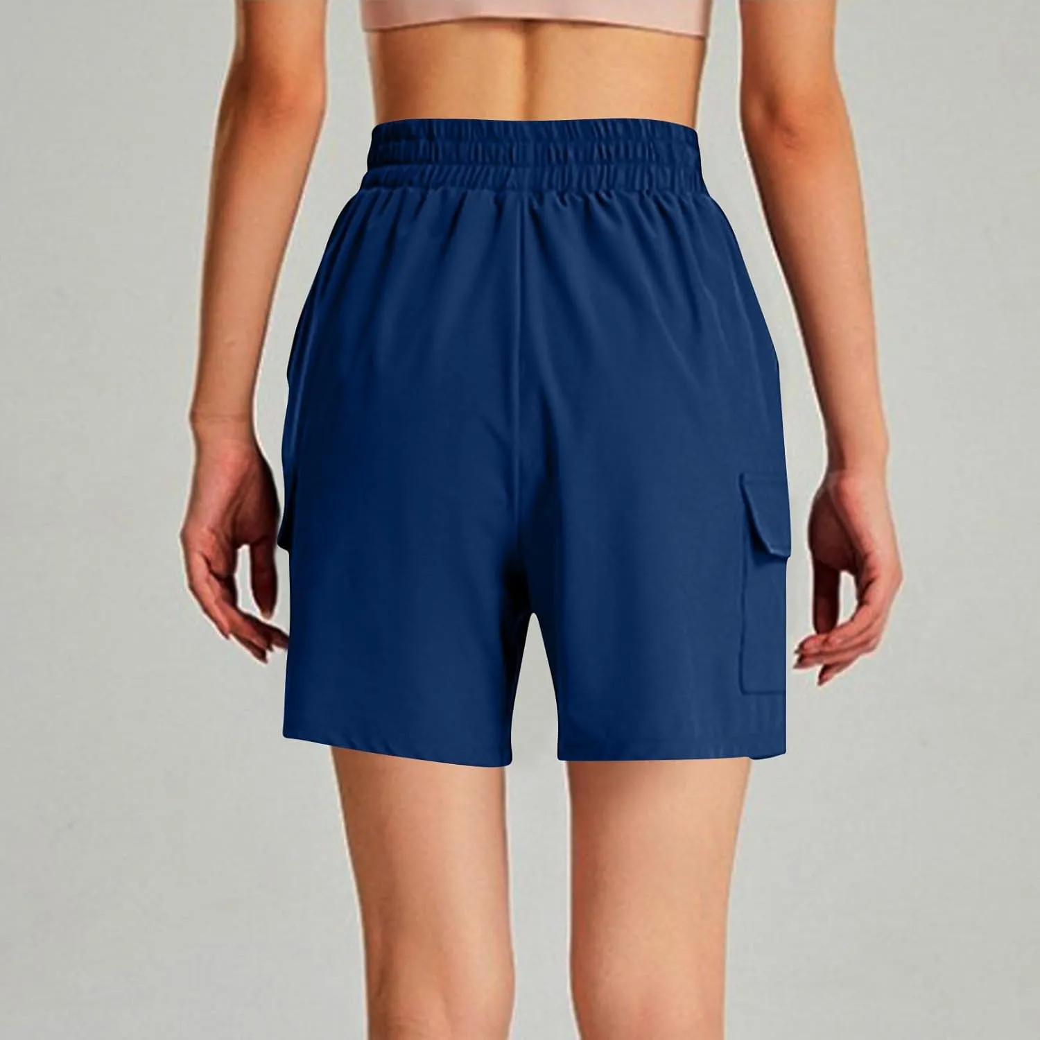 Women's Cargo Shorts Summer High Waisted Casual Trendy Workout Hiking Bermuda Shorts Knee Length Pants with Pockets