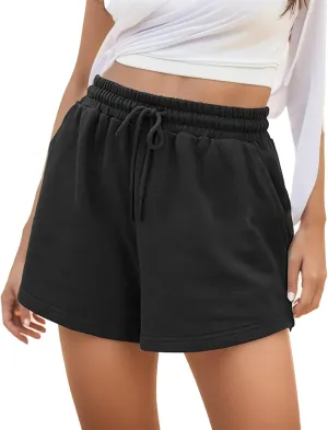 Women's Casual Sweat Shorts with Pockets Cotton French Elastic Waist Drawstring Summer Workout Lounge Shorts 2024