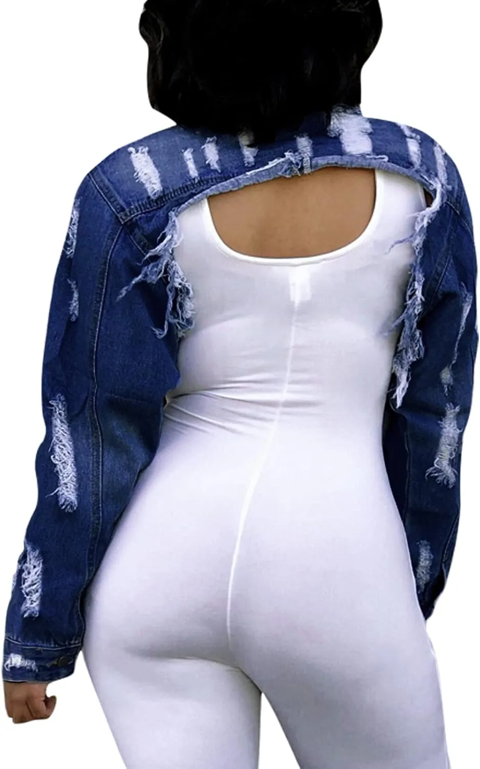 Women's Crop Top Jean Jacket Button Down Long Sleeve Cropped Denim Jacket Coat