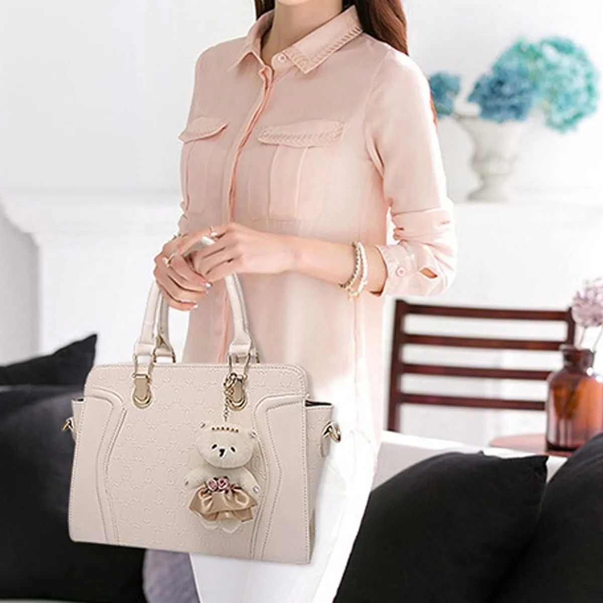Women's Fashion Handbags Tote Bags Shoulder Bag Top Handle Satchel Purse Set 4pcs