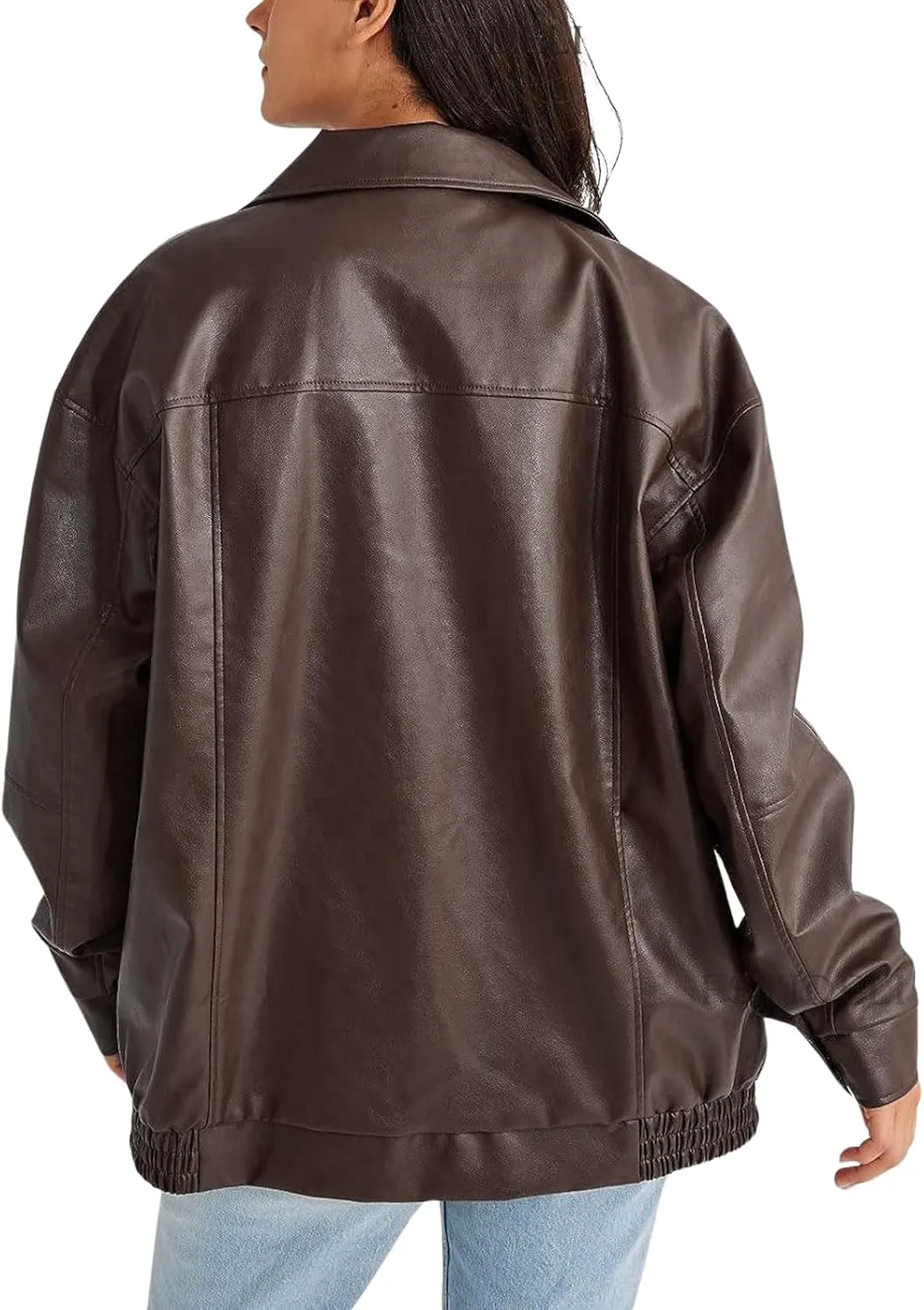 Womens Faux Leather Jackets Oversized Motorcycle Jacket Bomber Coats Fashion Outfits Spring Clothes