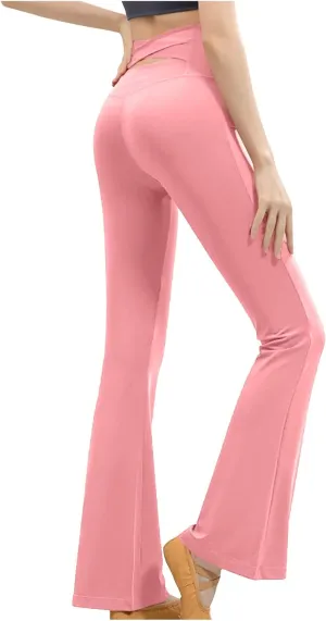 Womens Flare Leg Bootcut Sports Leggings Pants Spandex High Waisted Leggings Shapewear Stretch Pull-on Jeggings