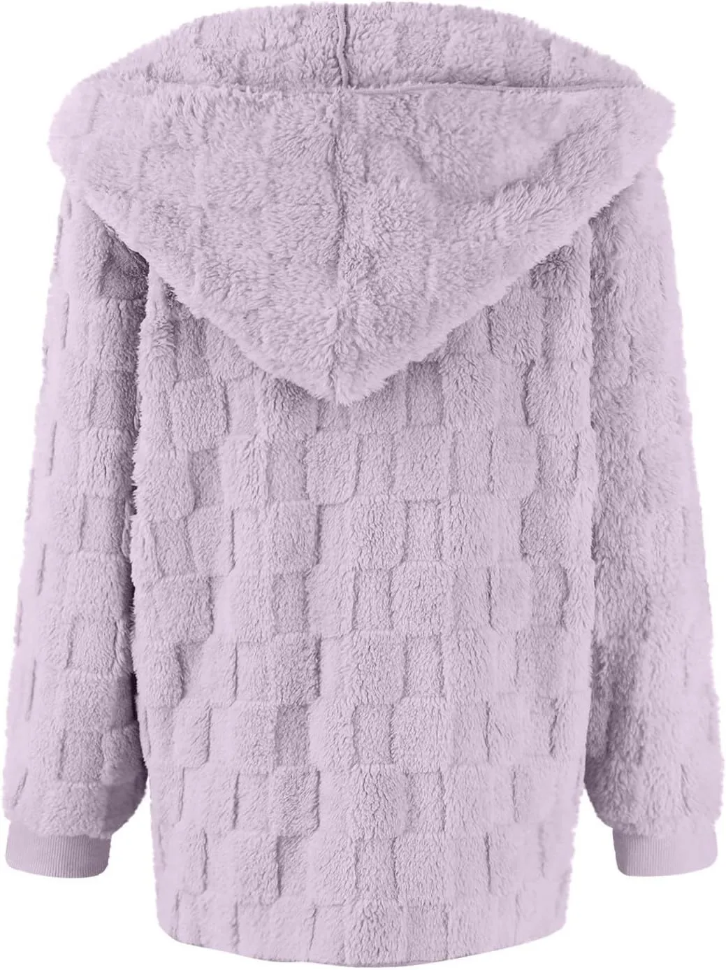Womens Fleece Jacket Open Front Hooded Cardigan Warm Winter Coat Sherpa Fuzzy Teddy Jacket Outerwear with Pockets