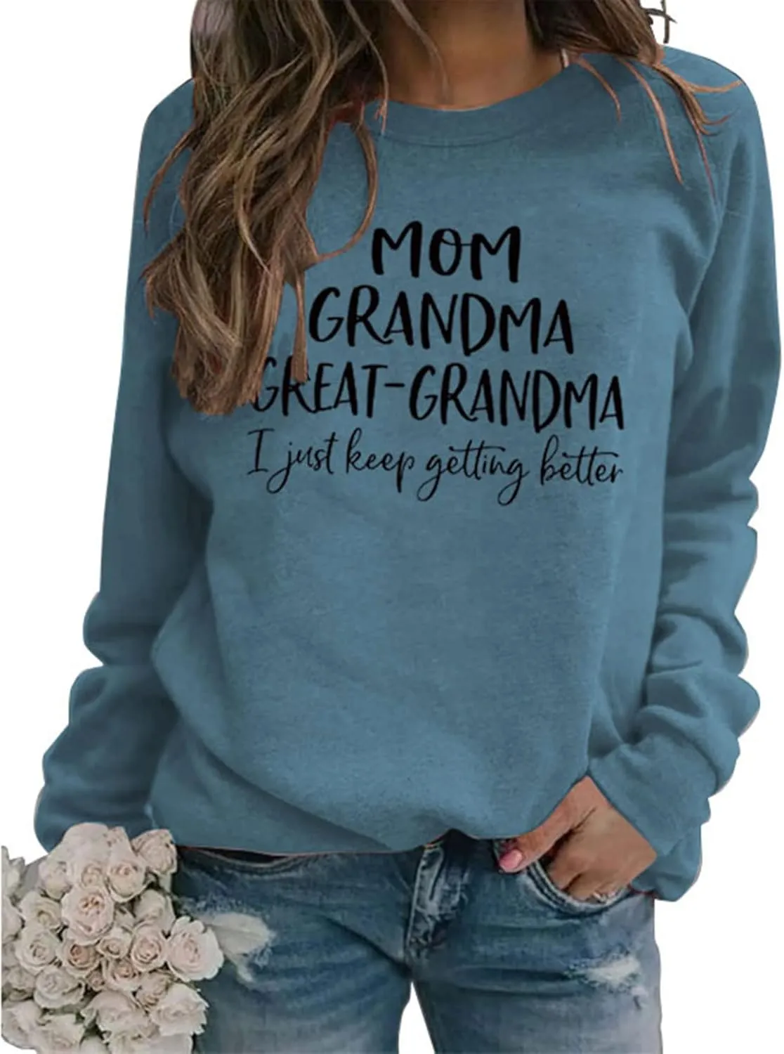 Womens Great Grandma Sweatshirt Crewneck Casual Pullover Loose Comfy Grandma Gifts Shirts Top