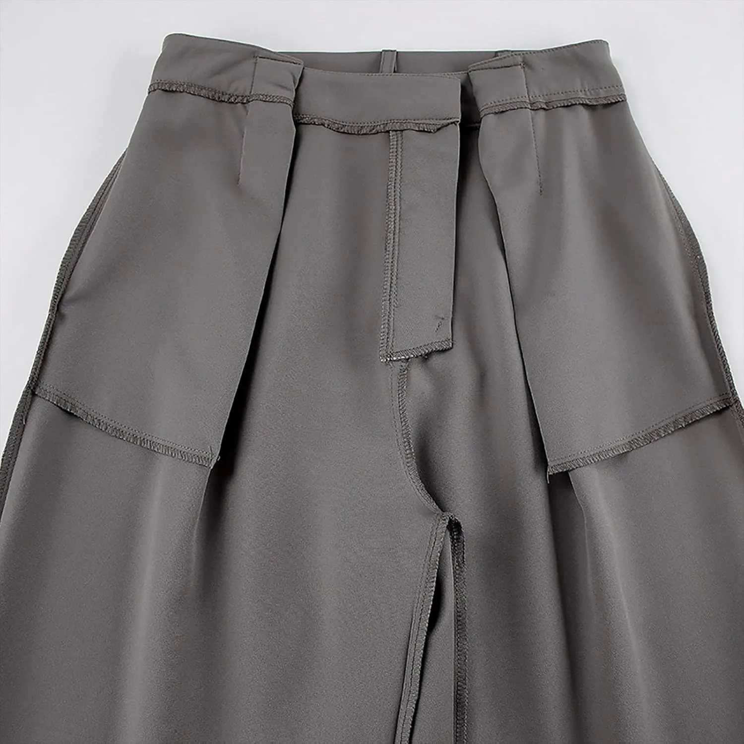 Women's High Waist Satin Pants Elegant Wide Leg Pants Casual Work Office Long Trousers Loose Palazzo with Pockets