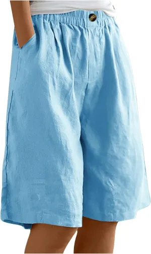 Womens Knee Length Shorts Dressy Casual Summer Loose Wide Leg Bermuda Shorts High Waisted Beach Vacation Outfits