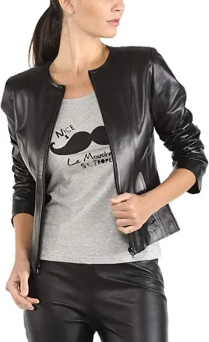 Women's Leather Jackets - Motorcycle Biker Lambskin Leather Jacket For Girl, Moto Riding Party & Casual Jackets