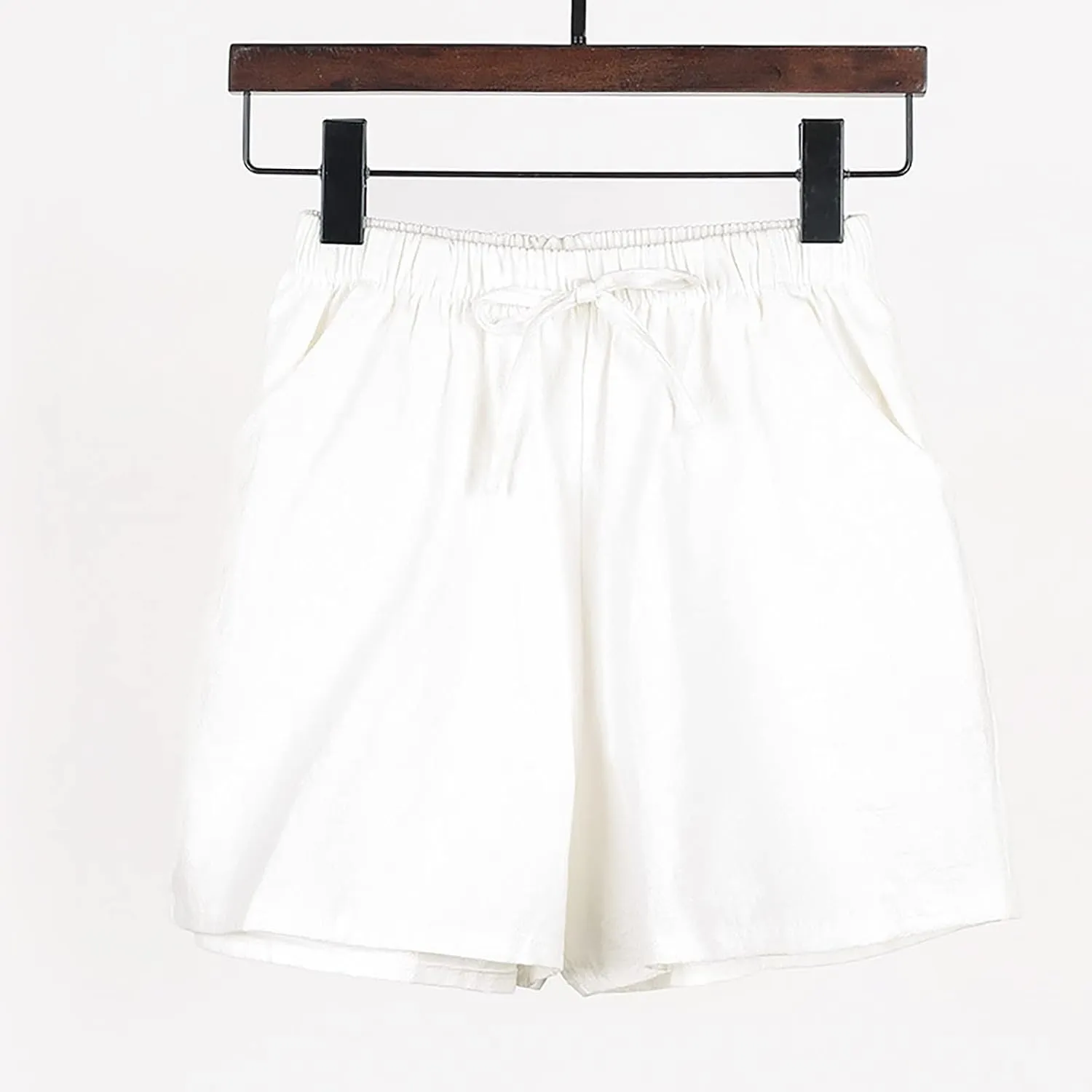 Women's Linen Shorts Casual Summer Elastic High Waisted Baggy Trouser Soft Comfy Drawstring Summer Vacation Outfits