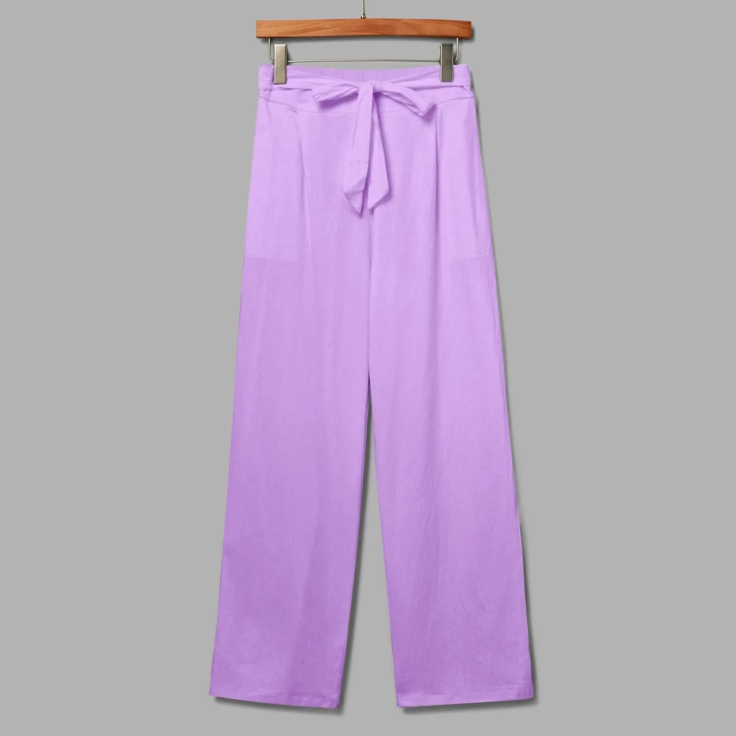 Womens Linen Summer Flowy Pants Elastic Waist Lounge Pants Slim Fit Trouser Travel