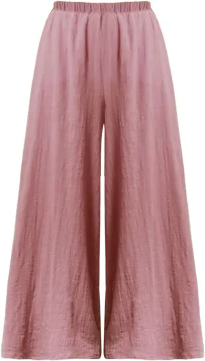 Women's Linen Summer Trendy Palazzo Pants Elastic Waisted Stretchy Loose Fit Palazzo Pants Business Work