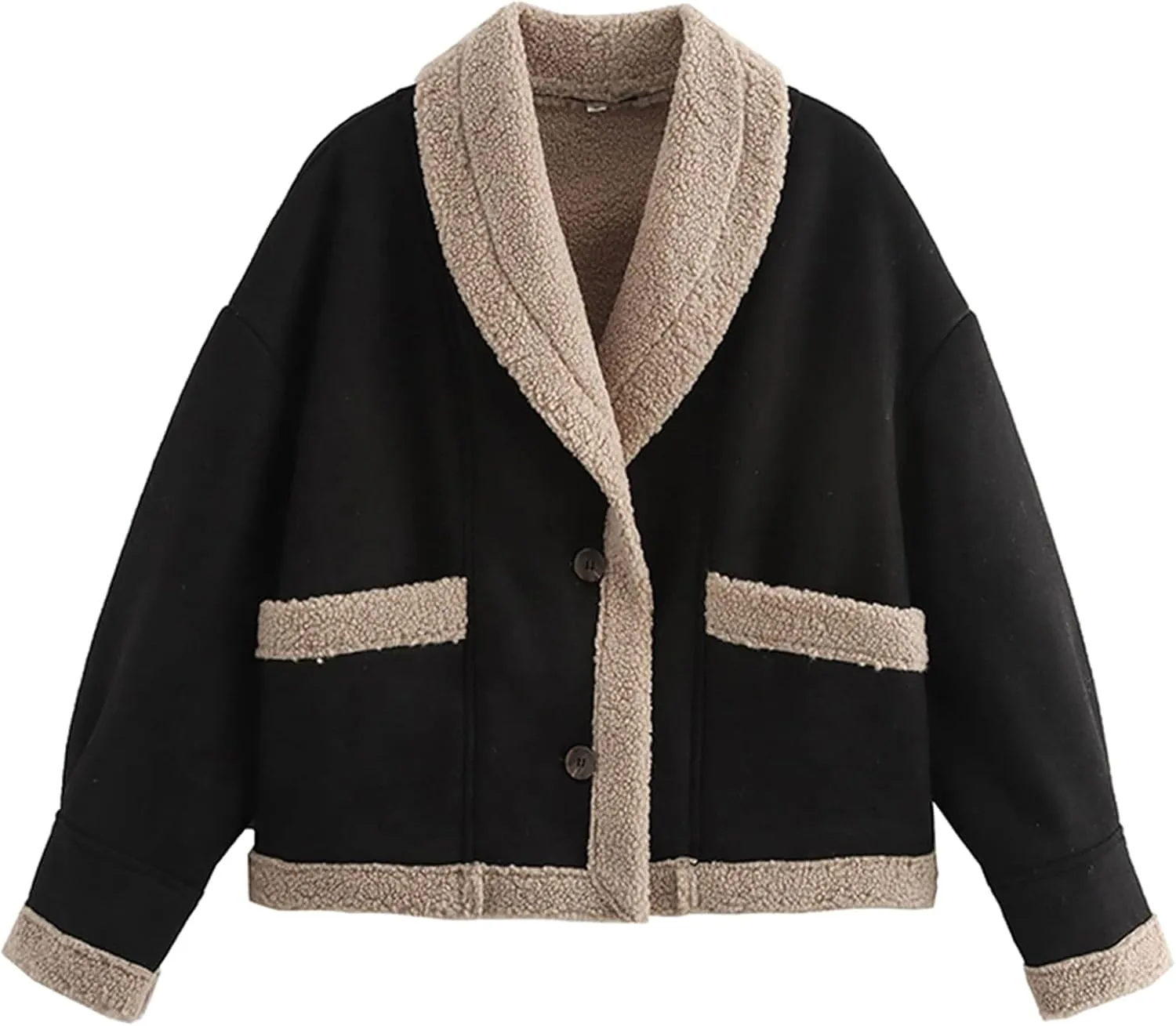 Women's Long Sleeve Oversized Sherpa Fleece Jacket With Cozy Stylish Winter Coat For Casual Wear Warm Outerwear