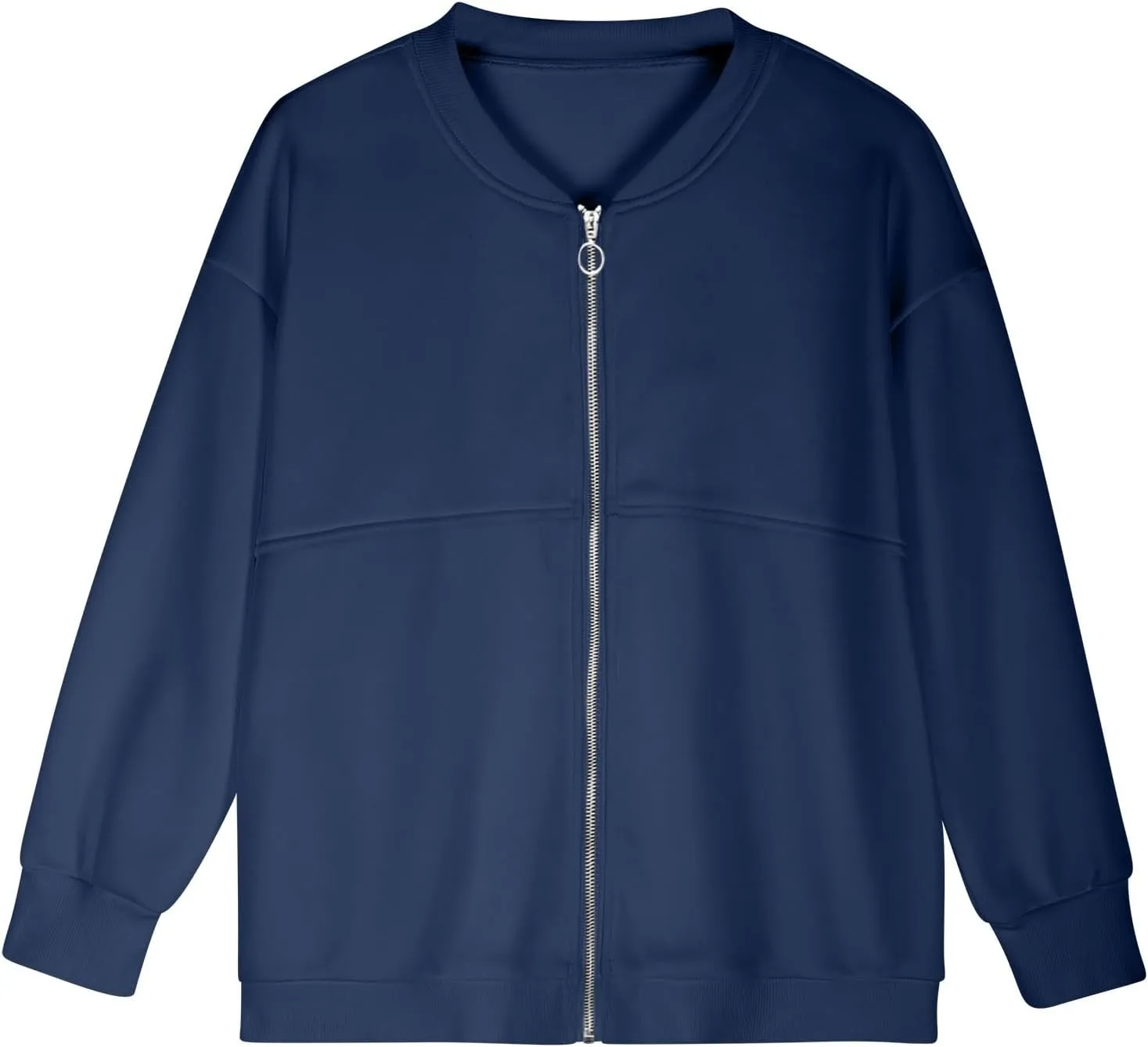 Womens Oversized Sweatshirts Hoodies Zip Up Pullover Fall Cool Outfits Crew Neck Simple Elegant Winter Jack Coat