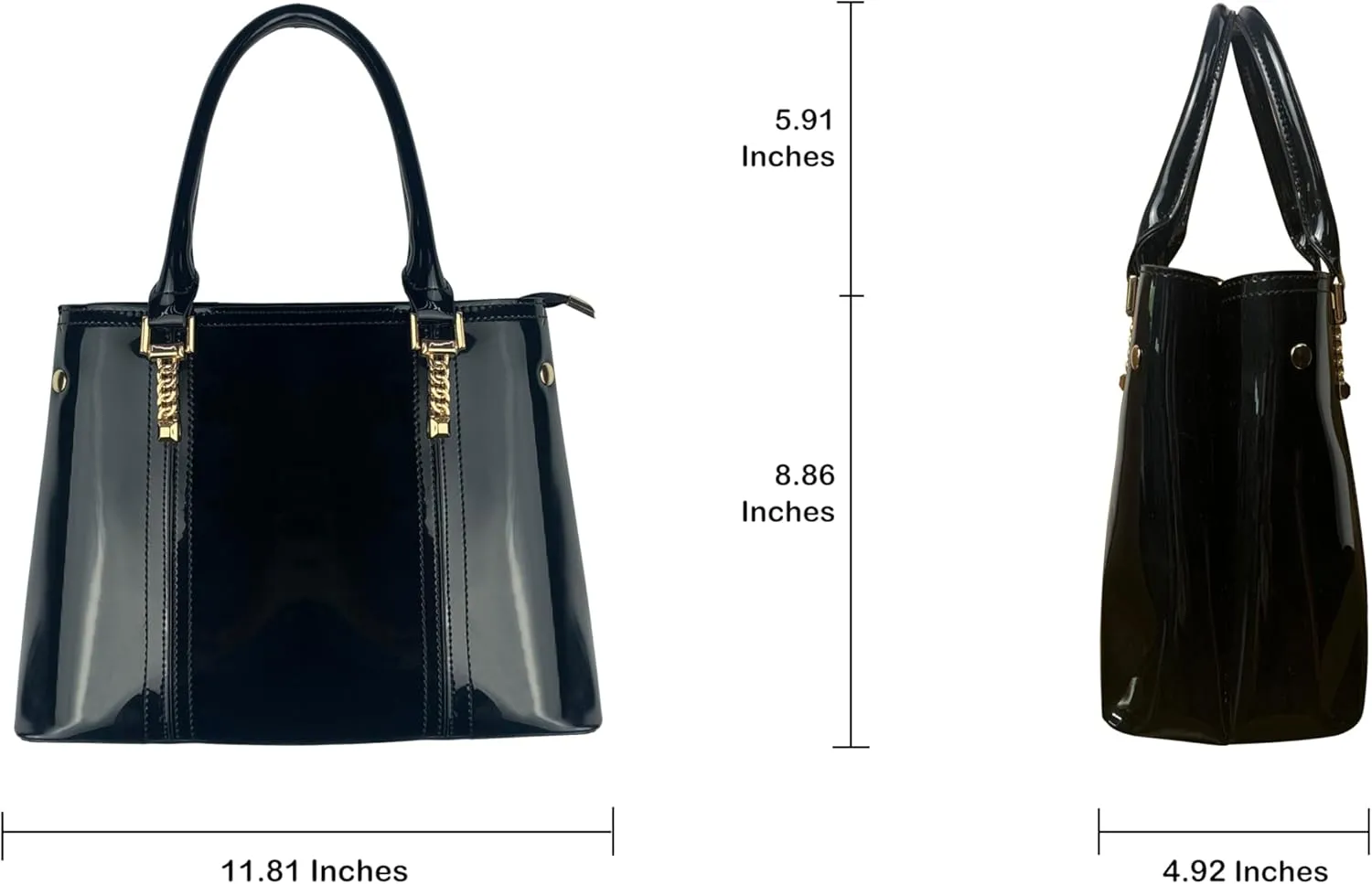 Women's Patent Leather Top Handle Large Tote Lady Shoulder Bag Handbag satchel-White