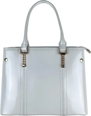 Women's Patent Leather Top Handle Large Tote Lady Shoulder Bag Handbag satchel-White