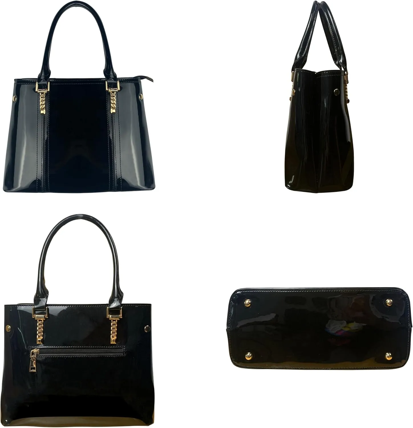 Women's Patent Leather Top Handle Large Tote Lady Shoulder Bag Handbag satchel-White