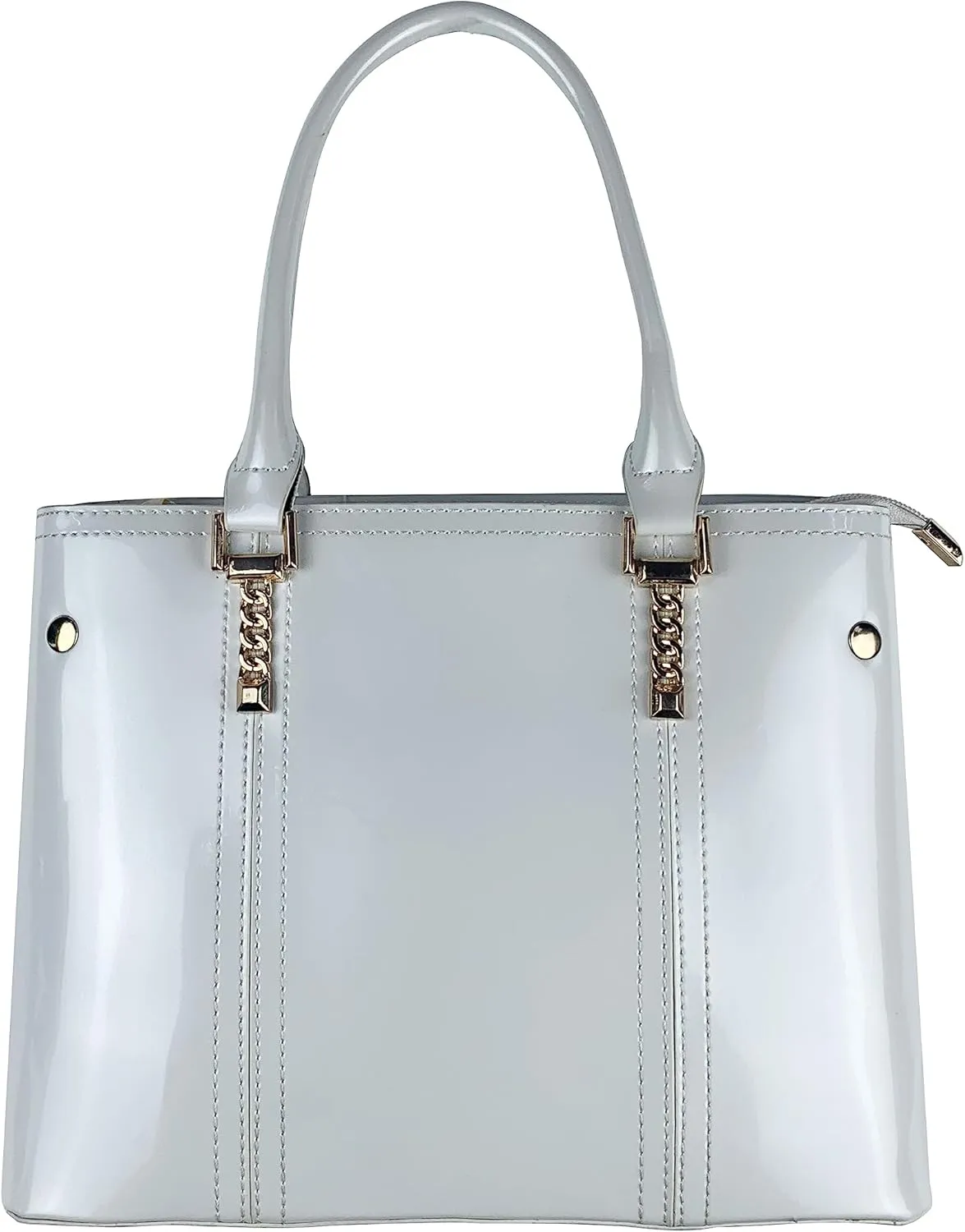 Women's Patent Leather Top Handle Large Tote Lady Shoulder Bag Handbag satchel-White