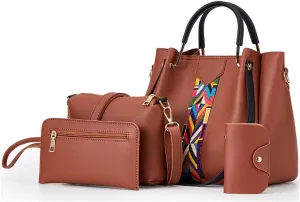 Womens Purse Sets 4pcs Top-Handle Shoulder Bag Fashion Tote Handbag Work Satchel