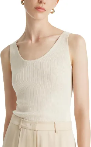 Women's Ribbed Sweater Tank Top Business Casual Slim Fitted Striped Knitted Tops