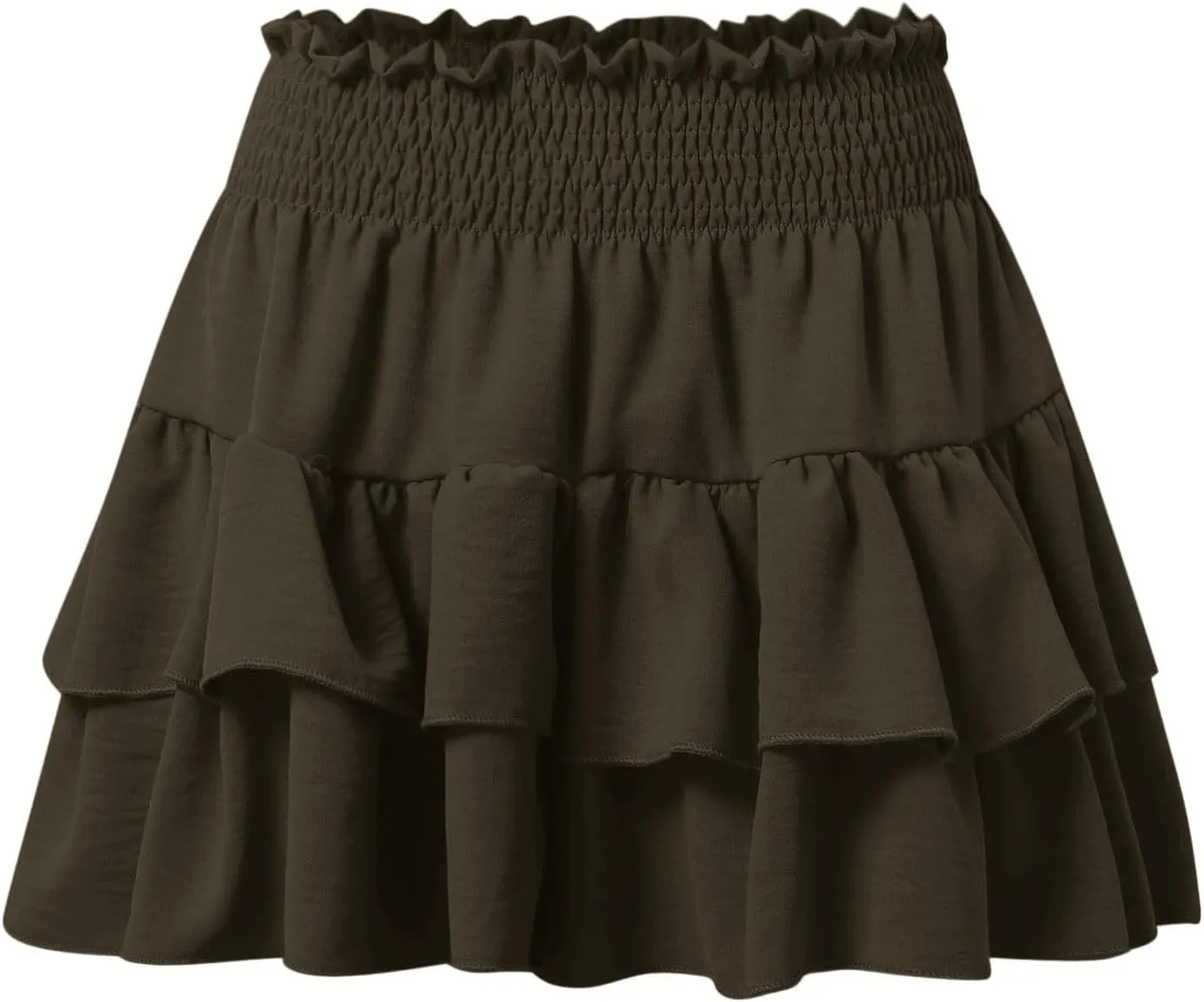 Women's Ruffle Tiered Skorts Trendy Elastic High Waist Wide Leg Baggy Skirt Shorts Clubwear Comfy Summer Beach Shorts