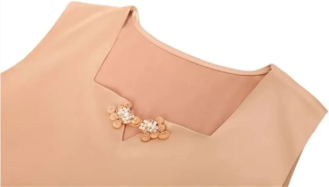Women's Satin Camisole Tank Tops Square Neck National Button Sleeveless Top Silk Vest