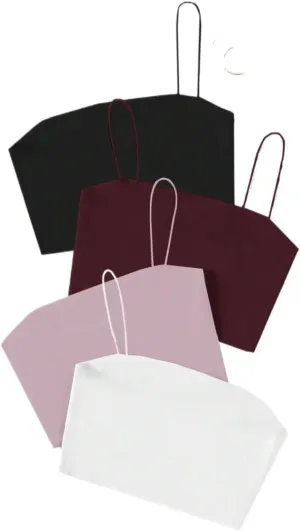 Women's Shirts 4pcs Solid Color Cropped Camisole Tank Top Fashion Camis Tank Tops
