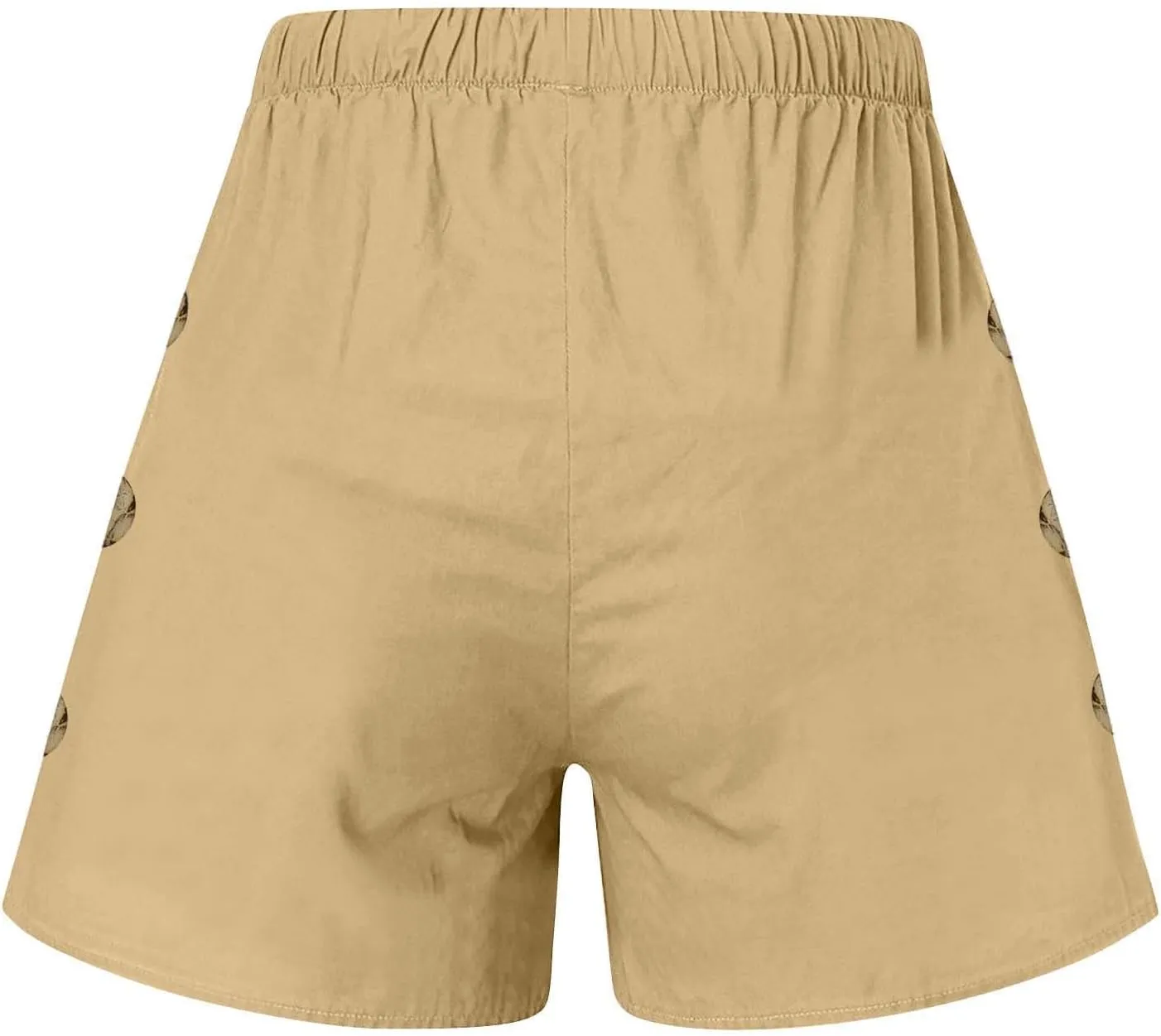 Womens Shorts Comfy Drawstring High Waist Cotton Shorts Solid Lounge Summer Beach Trouser Short with Button Pockets