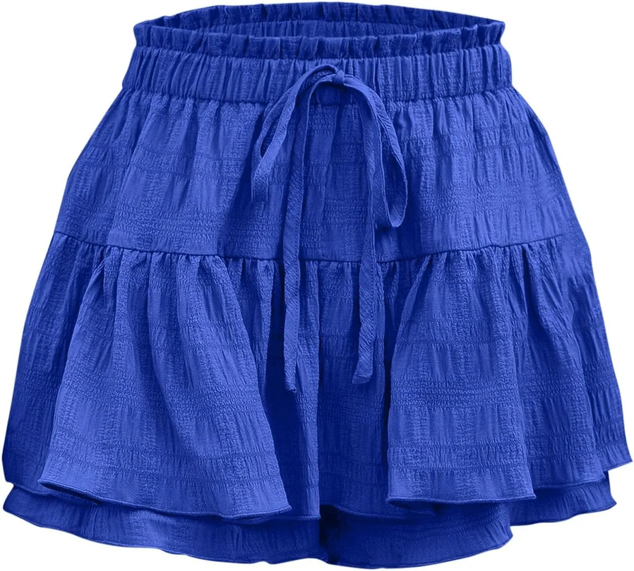 Womens Shorts Trendy Ruffle Hem Tiered Flowy Skorts High Waisted Drawstring Casual Summer Tennis Skirt Shorts 2025