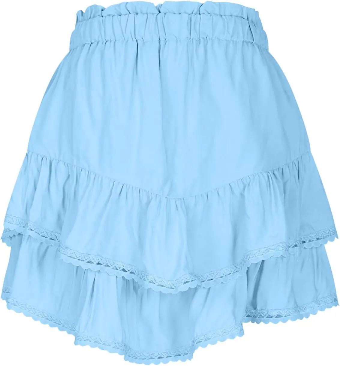 Women's Skirt Solid Color Mesh Layered Stylish Mini Shorts Elegant High Waisted Casual Skirt with Sheer Overlay