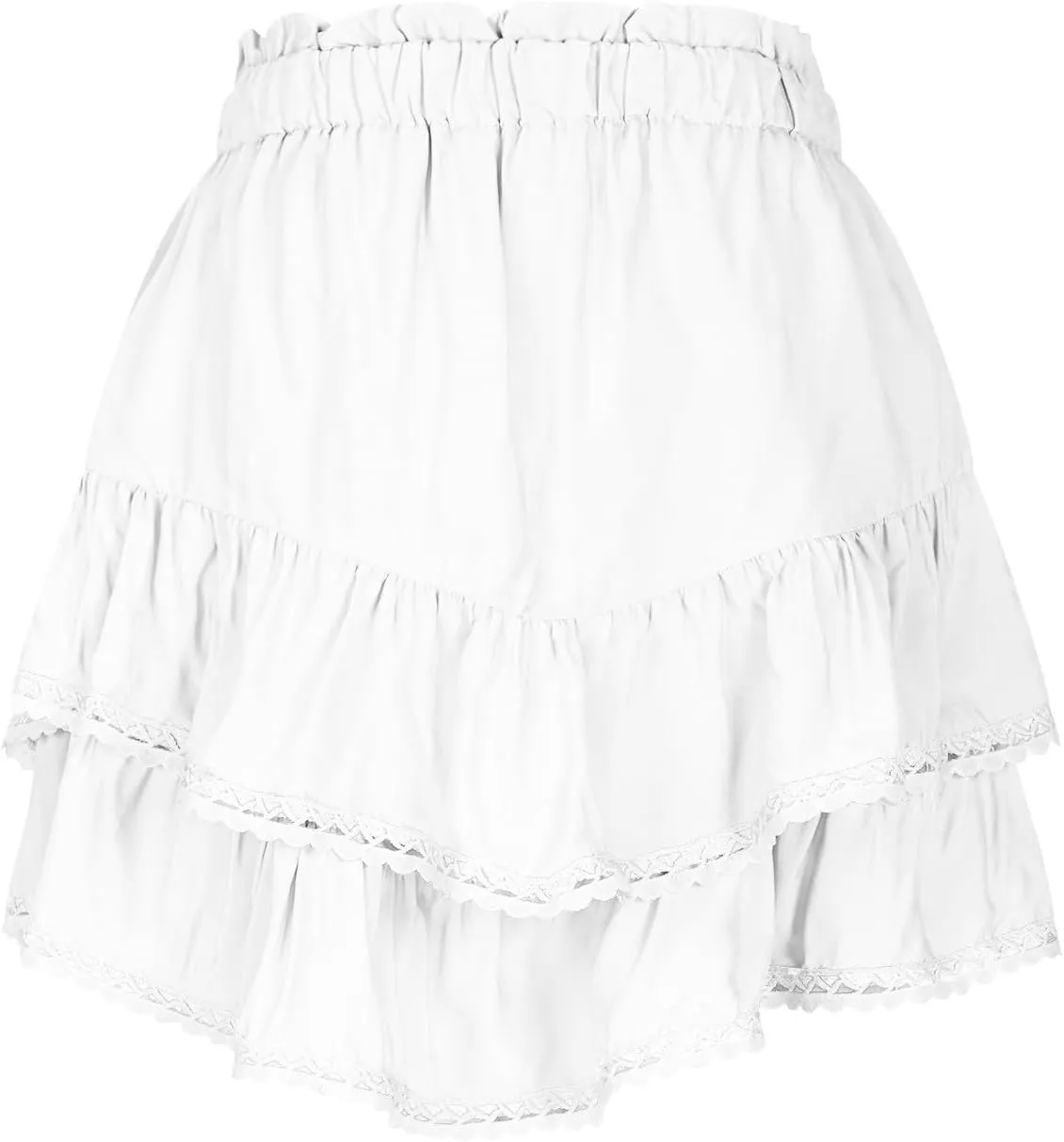 Women's Skirt Solid Color Mesh Layered Stylish Mini Shorts Elegant High Waisted Casual Skirt with Sheer Overlay